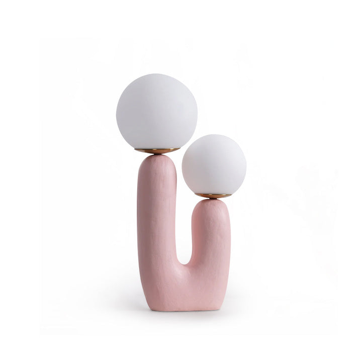 Moderne Bordlampe i Resin og Glas med Naturlige Detaljer