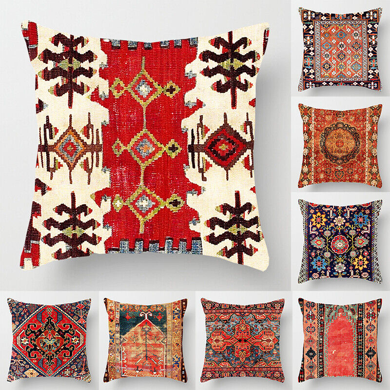 Boho Mandala Print Linnedække i Hør 18x18