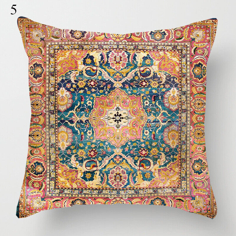 Boho Mandala Print Linnedække i Hør 18x18