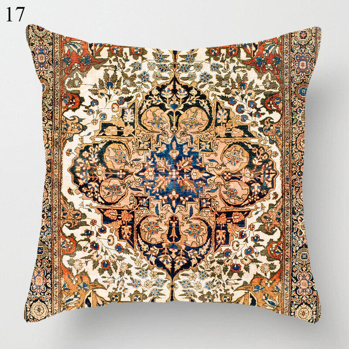 Boho Mandala Print Linnedække i Hør 18x18