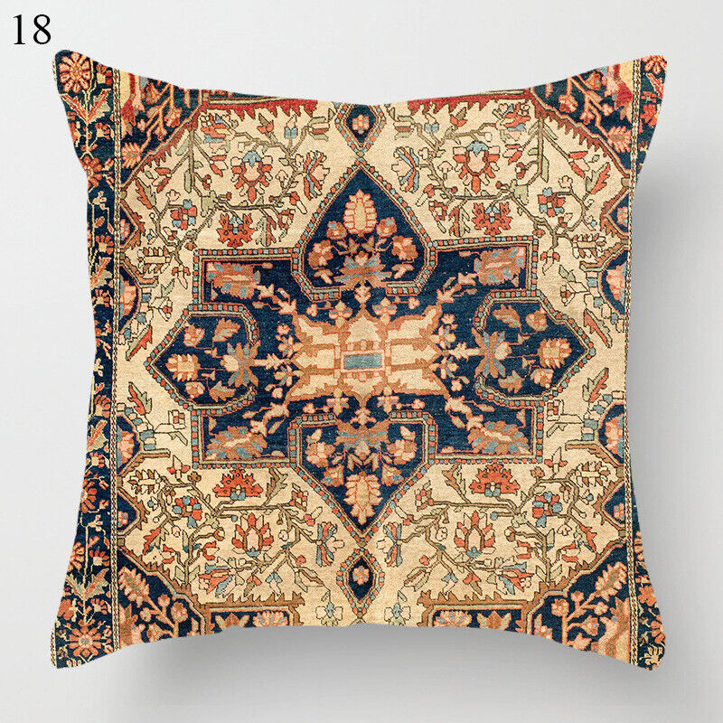 Boho Mandala Print Linnedække i Hør 18x18