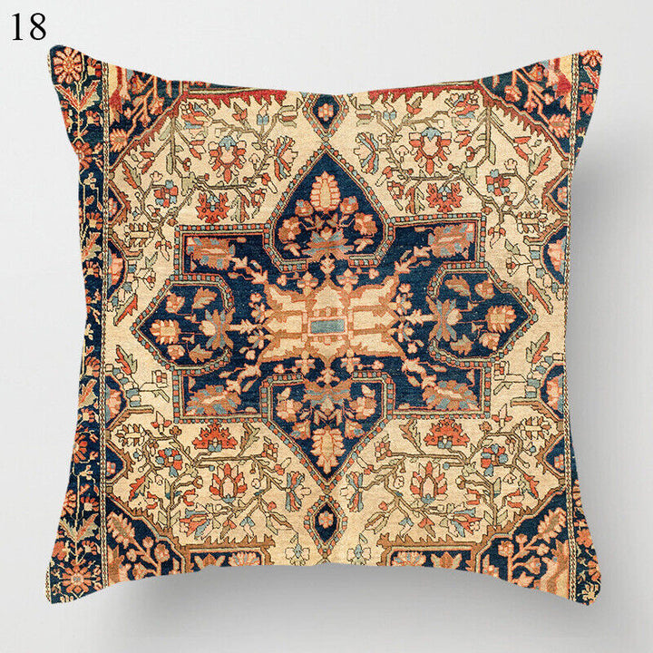 Boho Mandala Print Linnedække i Hør 18x18