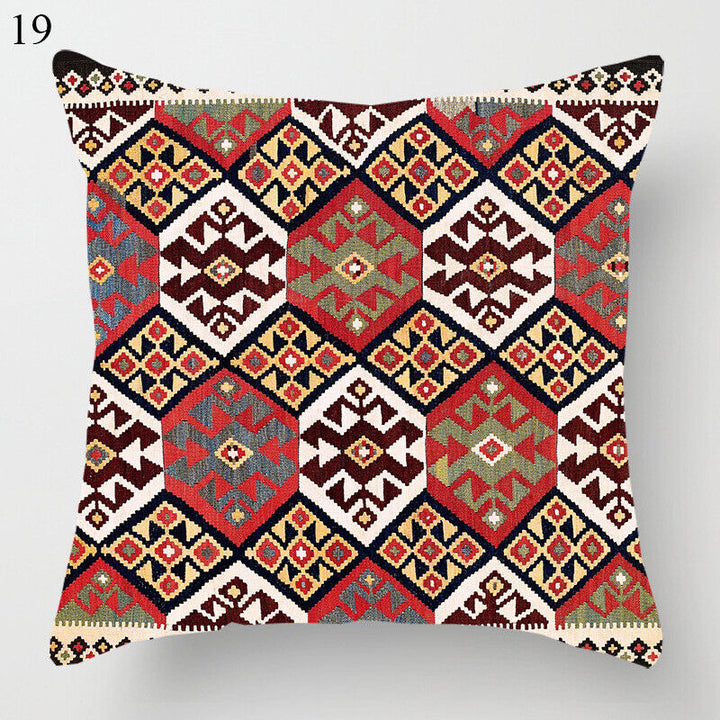 Boho Mandala Print Linnedække i Hør 18x18