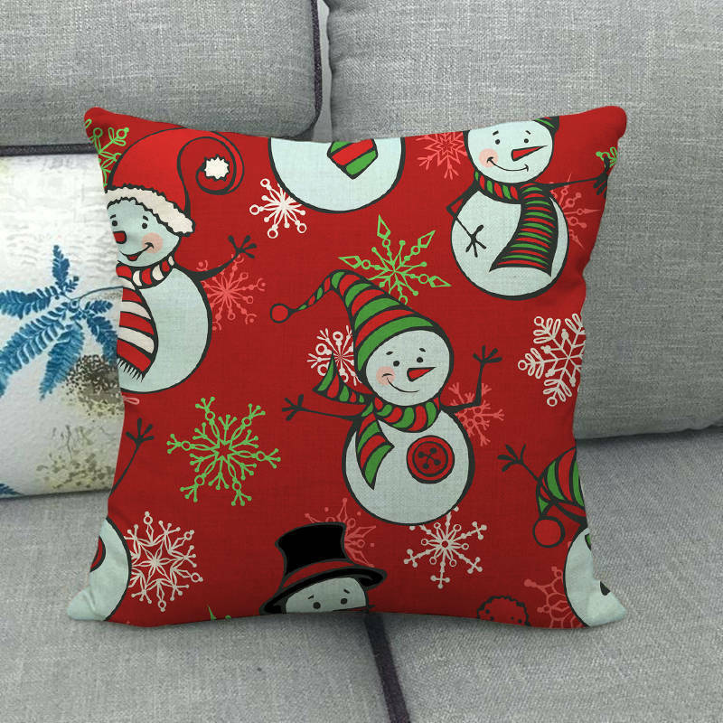 Farverigt Ferie Pude Cover i Bomulds Linned med Skjult Lynlås