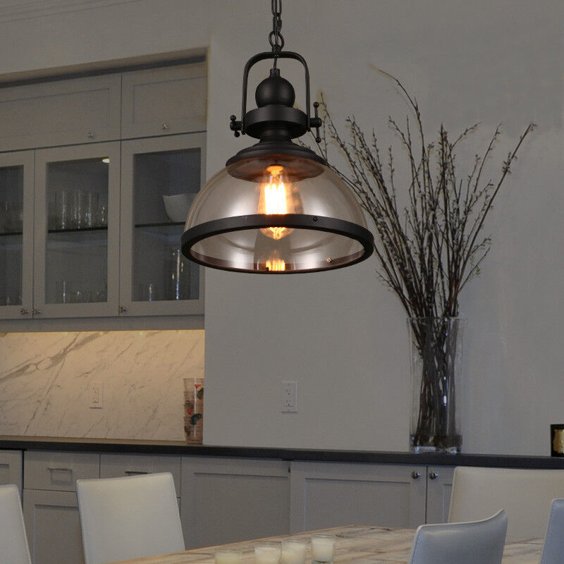 Industriel Glas Pendel Lysekrone med Skålformet Design