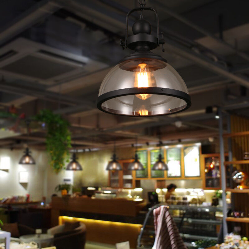 Industriel Glas Pendel Lysekrone med Skålformet Design