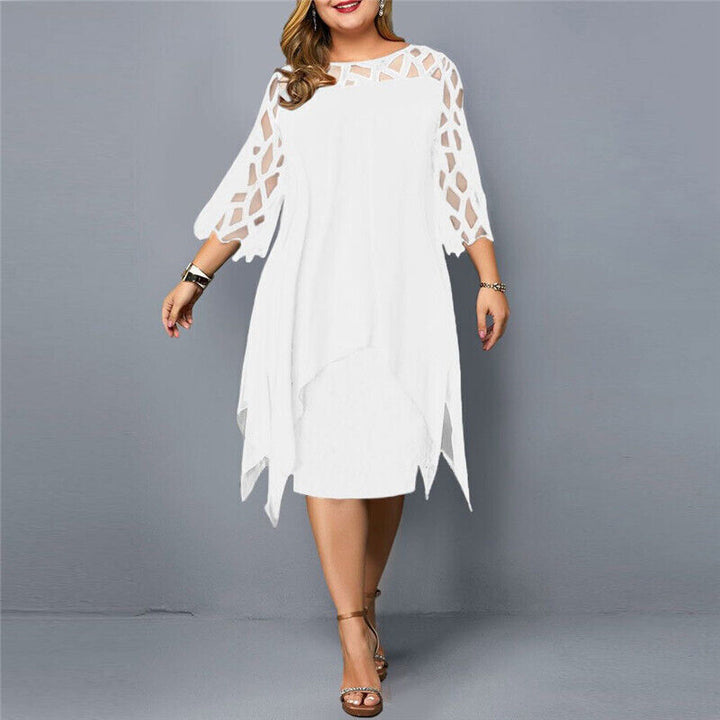 Stella | Kvinders Plus Size Flowy Draped Midi Kjole