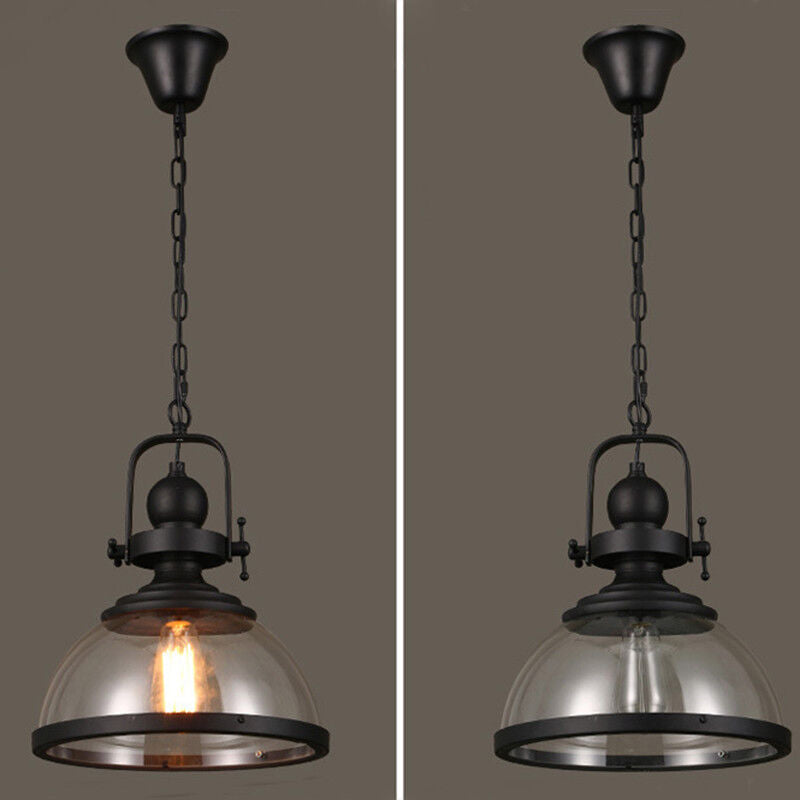 Industriel Glas Pendel Lysekrone med Skålformet Design