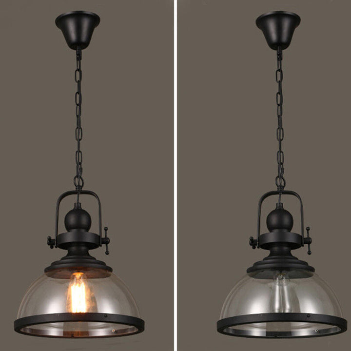Industriel Glas Pendel Lysekrone med Skålformet Design