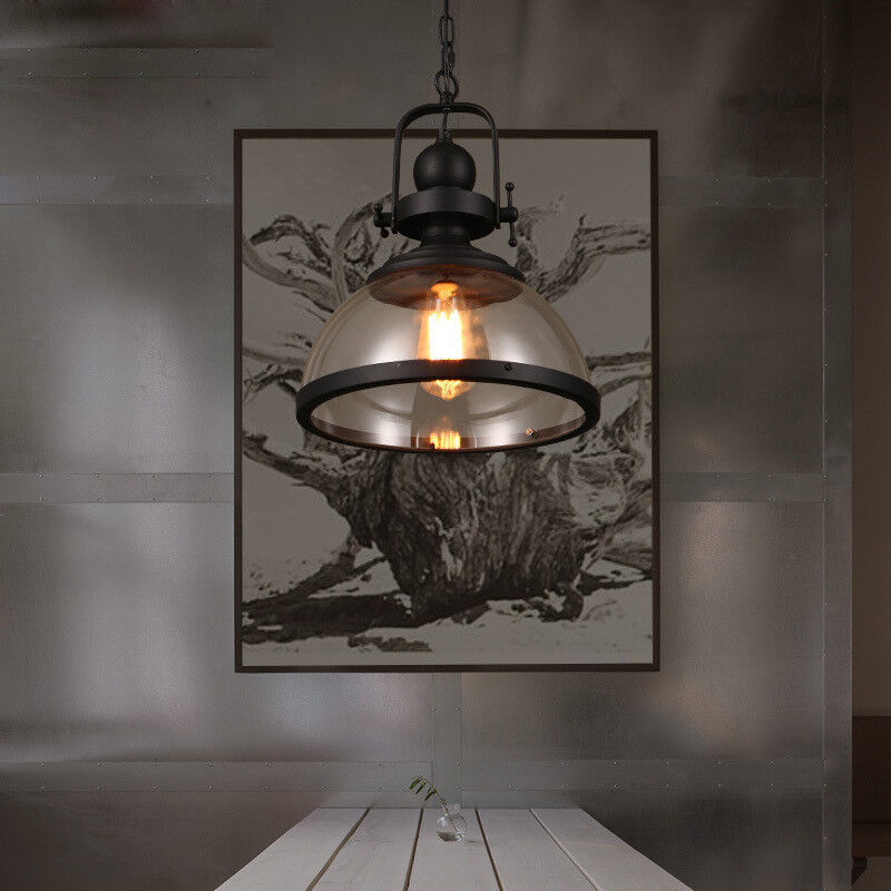 Industriel Glas Pendel Lysekrone med Skålformet Design