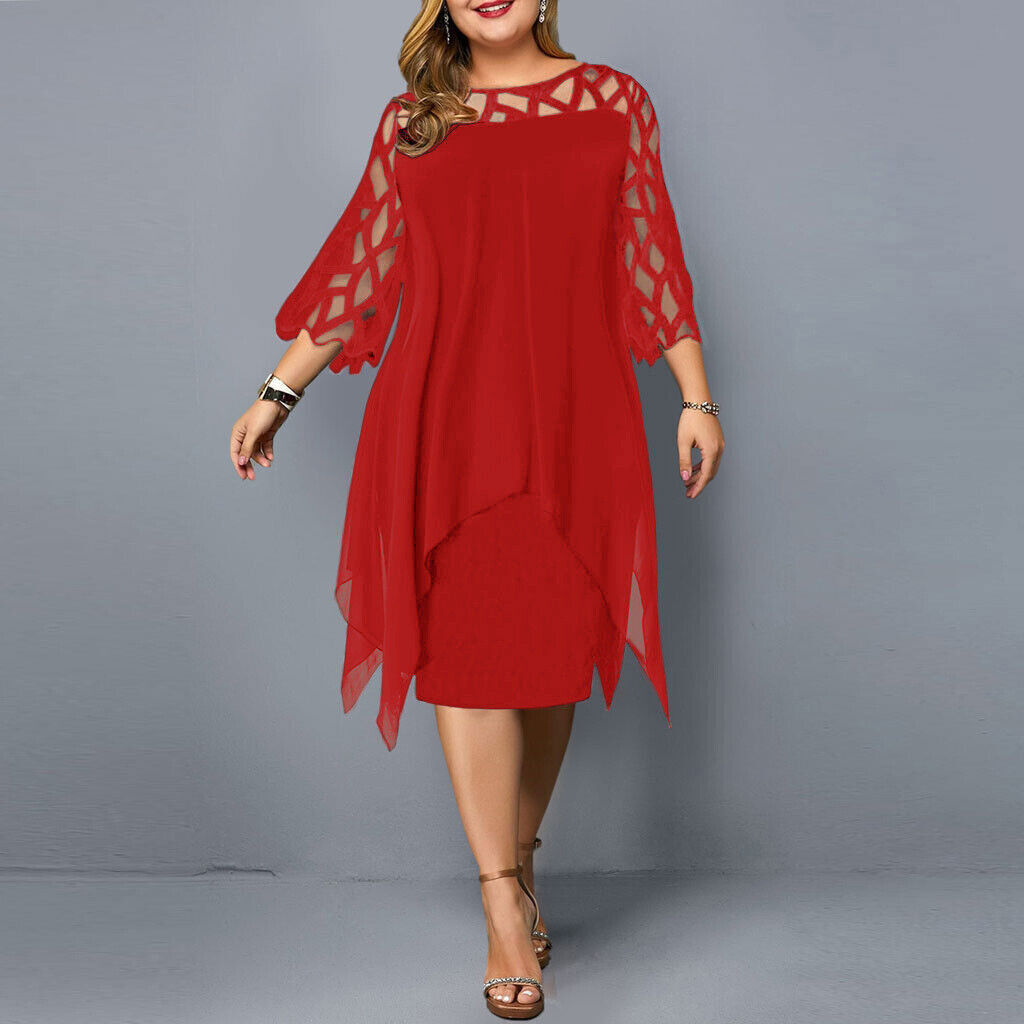 Stella | Kvinders Plus Size Flowy Draped Midi Kjole