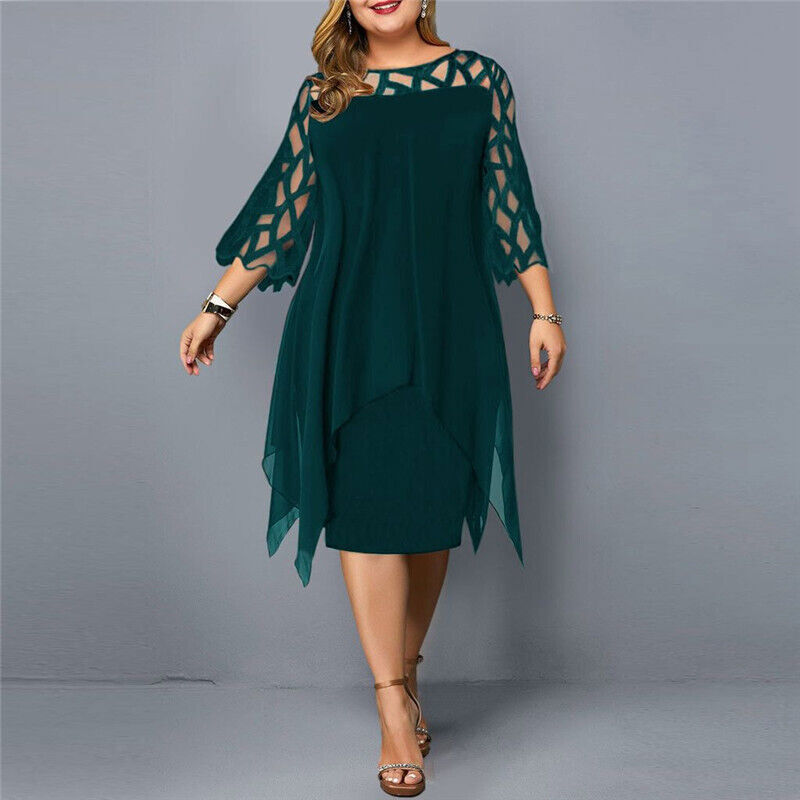 Stella | Kvinders Plus Size Flowing Draped Midi Kjole