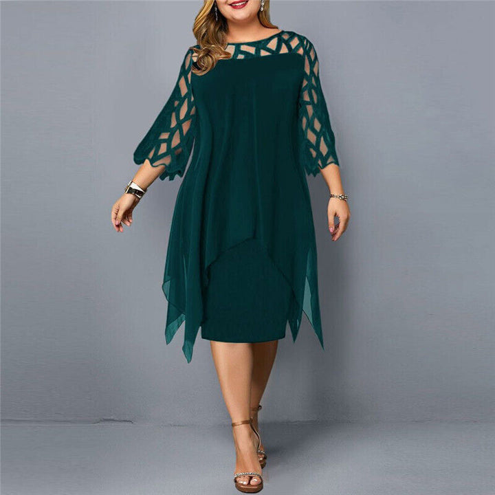 Stella | Kvinders Plus Size Flowing Draped Midi Kjole