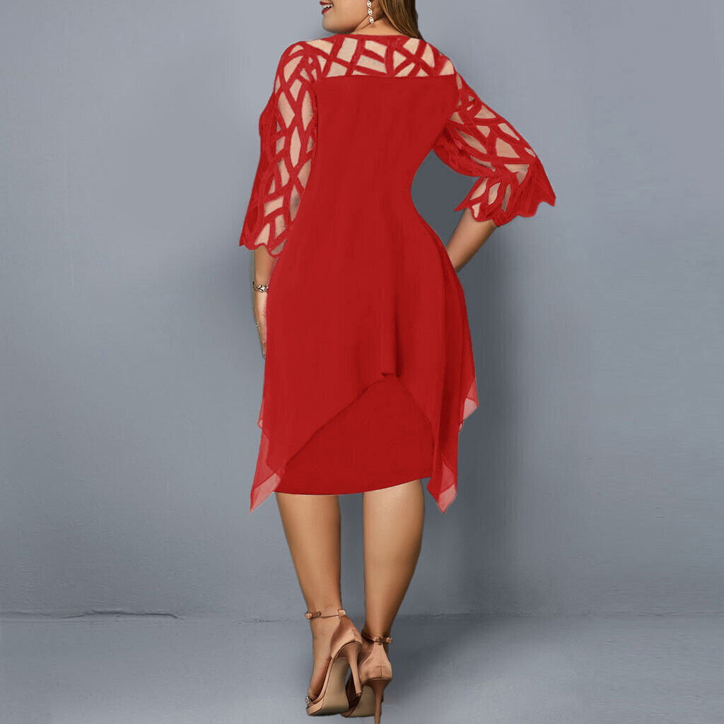 Stella | Kvinders Plus Size Flowy Draped Midi Kjole