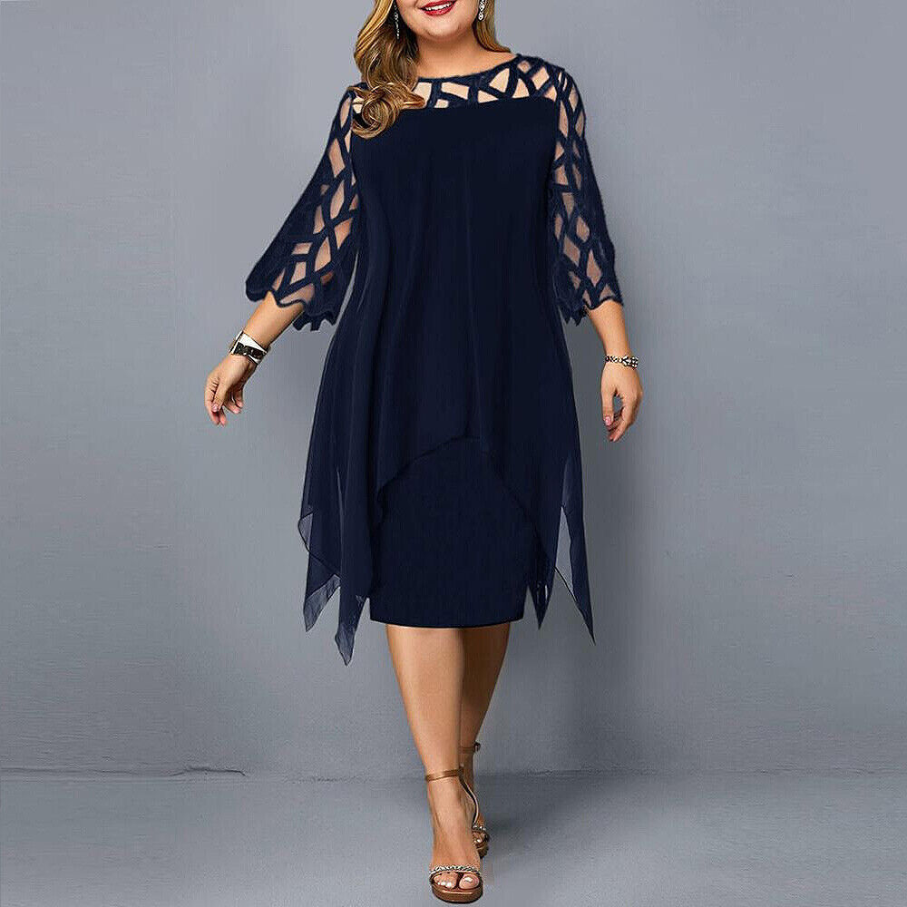 Stella | Kvinders Plus Size Flowing Draped Midi Kjole