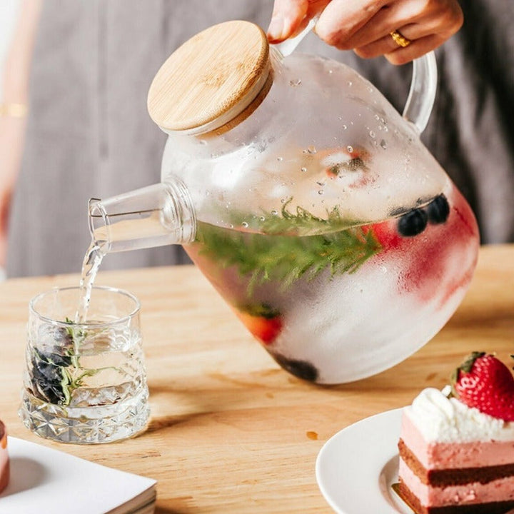 Borosilikatglas Teapot Sæt med Eg Tray og Kopper