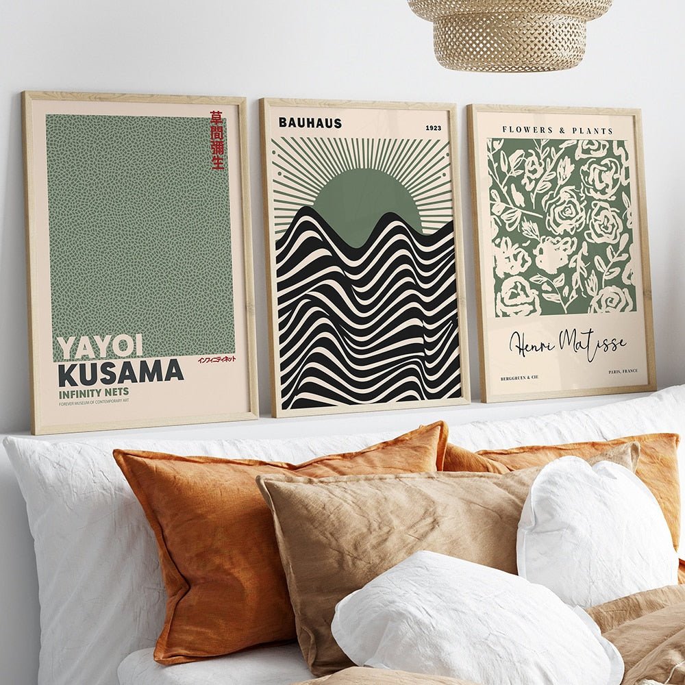 Sage Green Abstrakt Lærredstryk i Moderne Stil