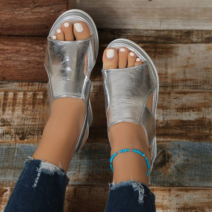 Stefanie | Dame Metalliske Platform Komfort Sandaler