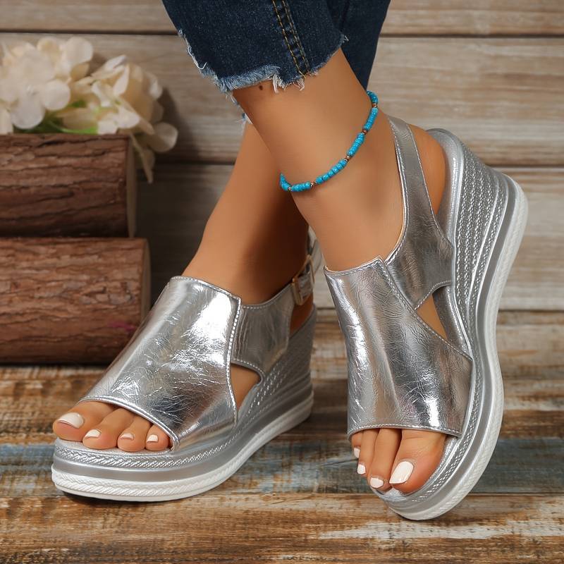 Stefanie | Dame Metalliske Platform Komfort Sandaler