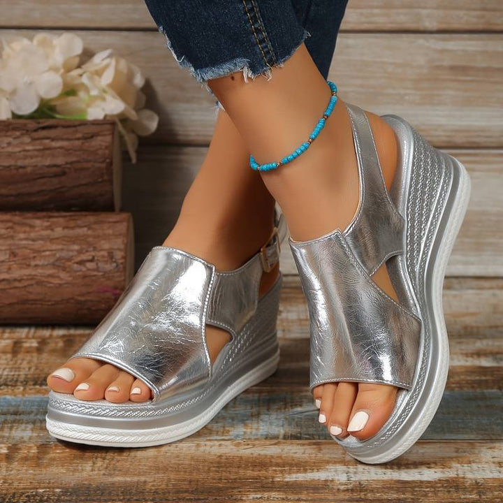 Stefanie | Dame Metalliske Platform Komfort Sandaler
