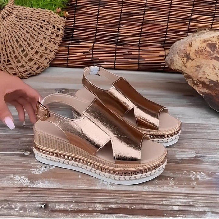 Stefanie | Dame Metalliske Platform Komfort Sandaler