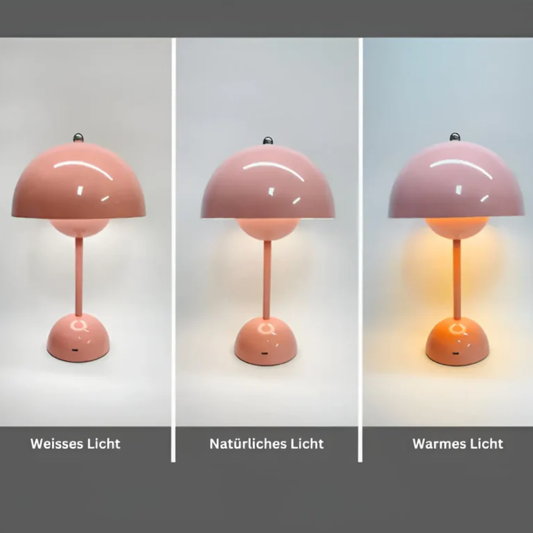 Genopladelig Skandinavisk Bordlampe med Justerbar Lysstyrke og Rustfrit Stål