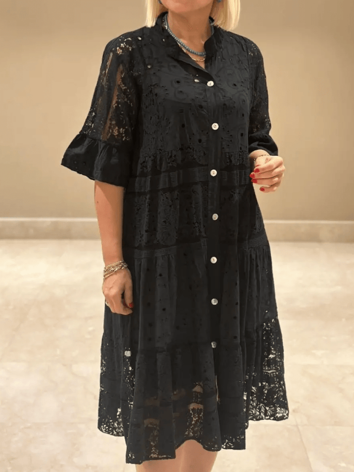 Cherylann™ | Blomstret Midi Kjole