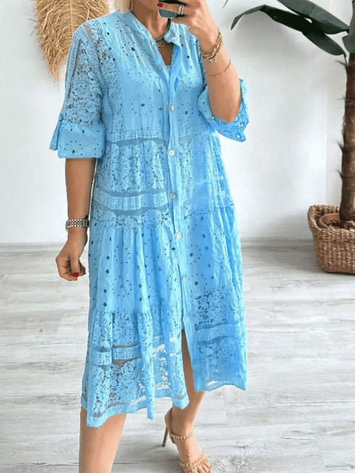 Cherylann™ | Blomstret Midi Kjole