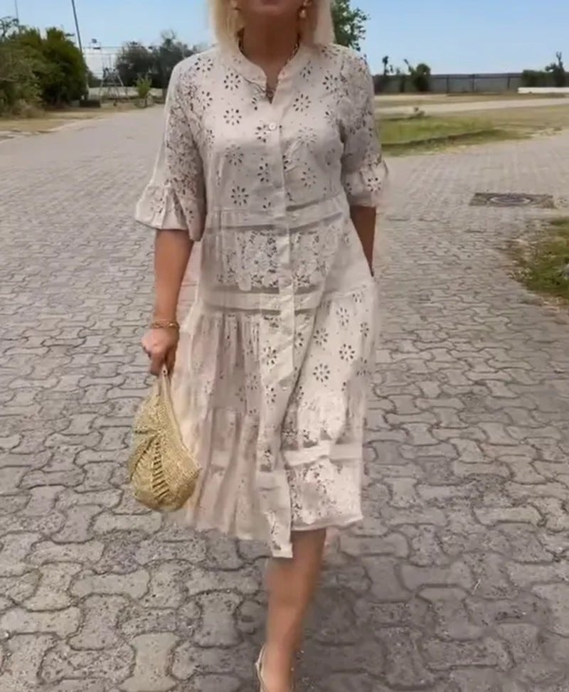 Cherylann™ | Blomstret Midi Kjole