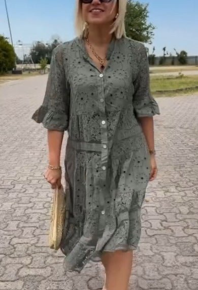 Cherylann™ | Blomstret Midi Kjole