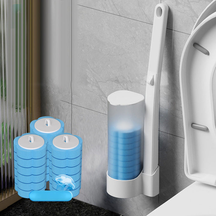 Engangs Toilet Rensebørste Sæt med Svamp Hoveder og Holder