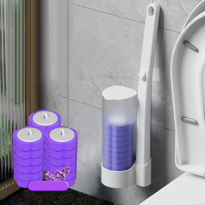 Engangs Toilet Rensebørste Sæt med Svampehoveder og Holder