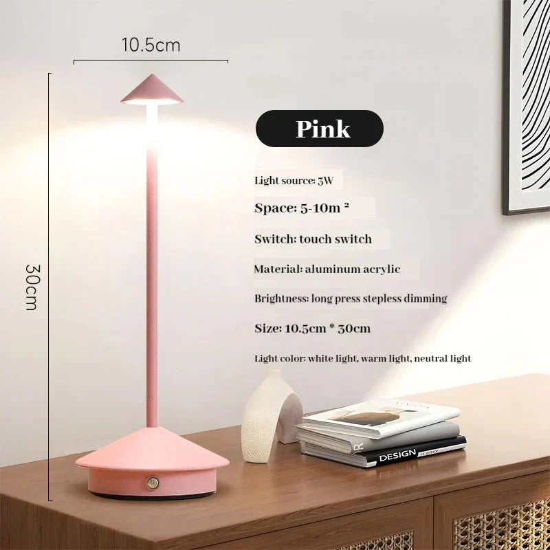 Genopladelig Berøringsfølsom Metal Bordlampe i Moderne Design