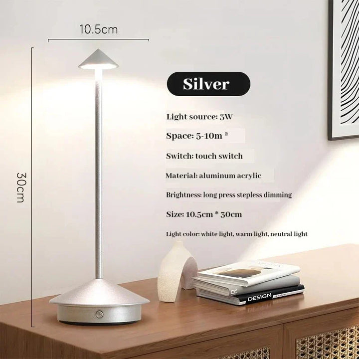 Genopladelig Berøringsfølsom Metal Bordlampe i Moderne Design