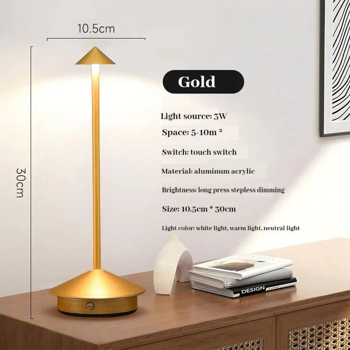 Genopladelig Berøringsfølsom Metal Bordlampe i Moderne Design