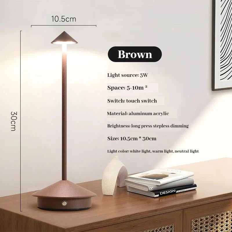 Genopladelig Berøringsfølsom Metal Bordlampe i Moderne Design