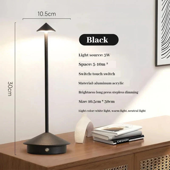 Genopladelig Berøringsfølsom Metal Bordlampe i Moderne Design
