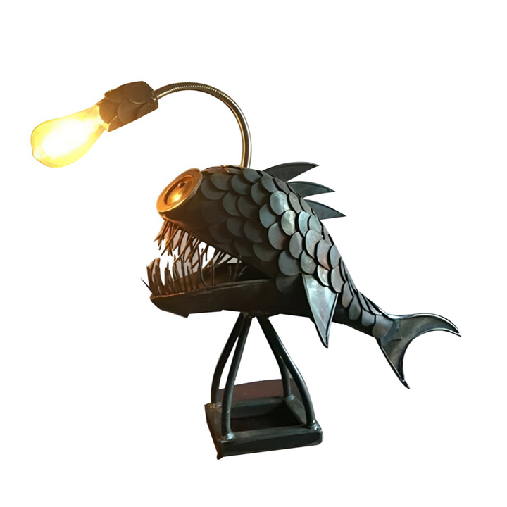 Steampunk Angler Fish Lampe med Justerbar Arm