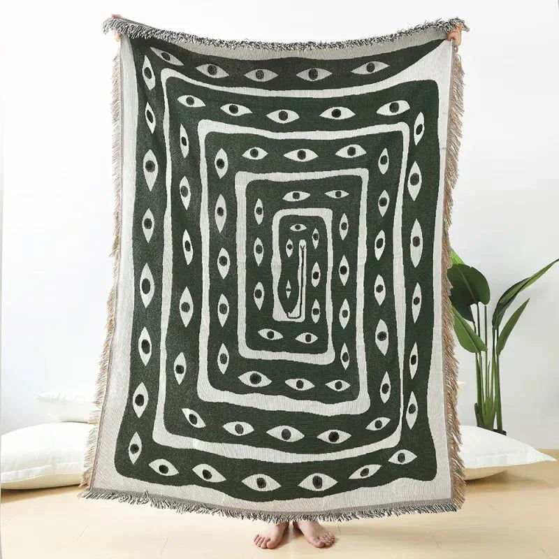 Jacquard Kastetæppe i 100% Bomuld med Slange Øje Mønster