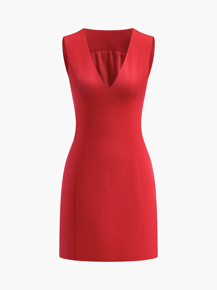 Ruby | Kvinders V-Hals Mini Kjole Uden Ærmer Fitted Sommerkjole