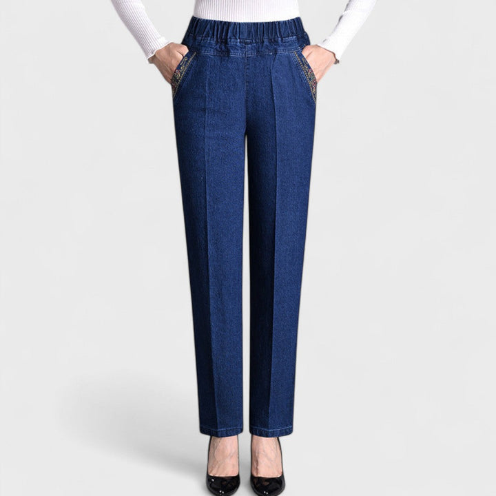Marian™ | Kvinders Stretch Jeans med Sidelommer og Elastisk Talje