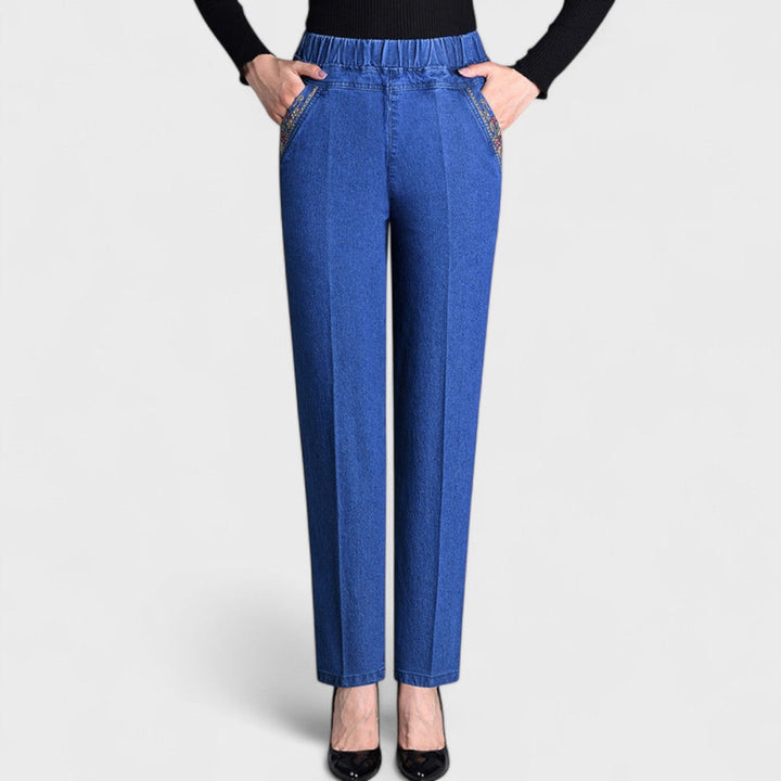 Marian™ | Kvinders Stretch Jeans med Sidelommer og Elastisk Talje