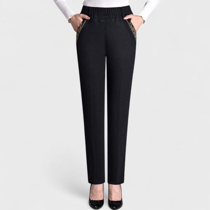 Marian™ | Kvinders Stretch Jeans med Sidelommer og Elastisk Talje