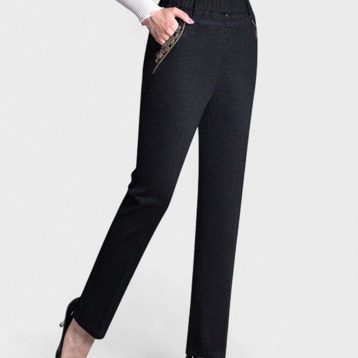 Marian™ | Kvinders Stretch Jeans med Sidelommer og Elastisk Talje