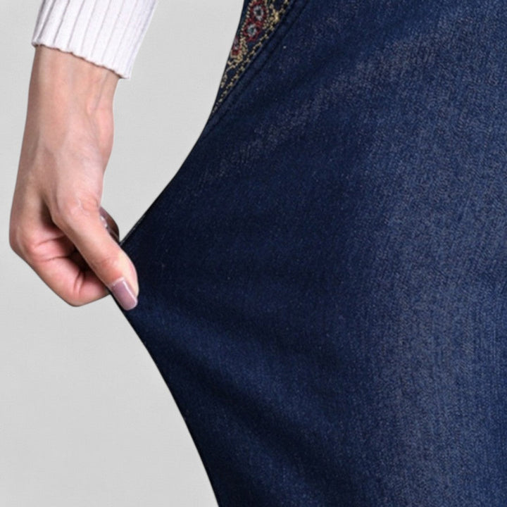 Marian™ | Kvinders Stretch Jeans med Sidelommer og Elastisk Talje
