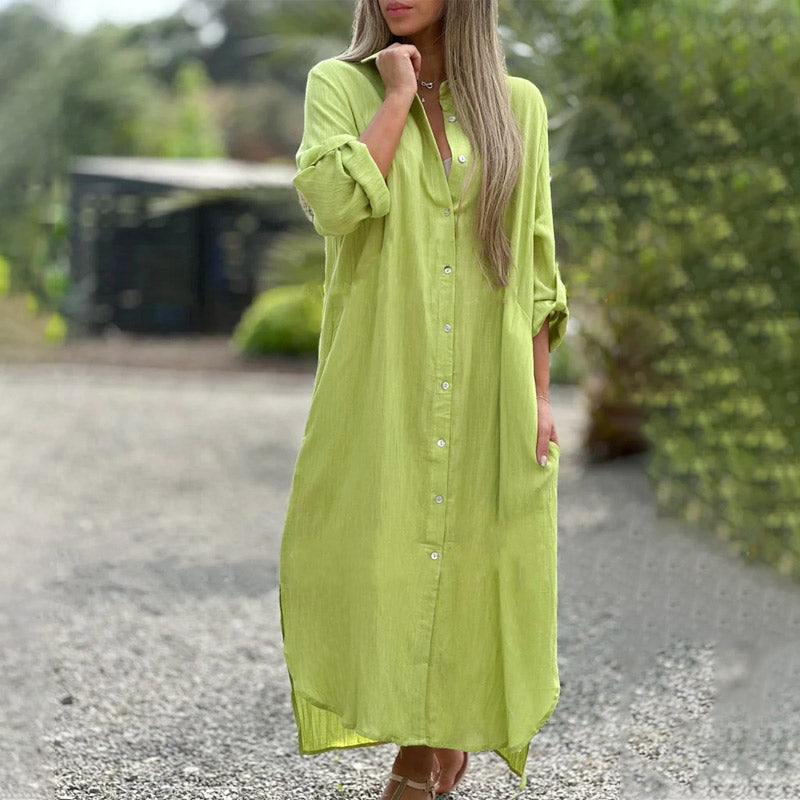 Brielle | Kvinders Casual Knap-Ned Maxi Skjortekjole