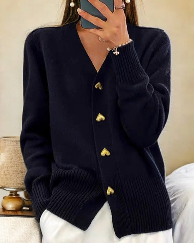 LilyHeart™ | Elegant Cardigan med Hjerteknapper