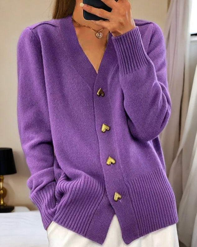 LilyHeart™ | Elegant Cardigan med Hjerteknapper