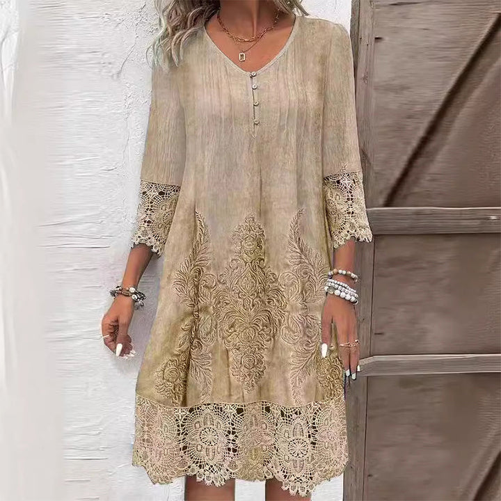 Jenna™ | Blomster Midi Kjole