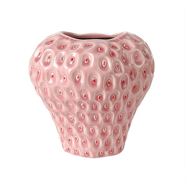 Jordbærformet Keramikvase i Sort, Rød og Pink